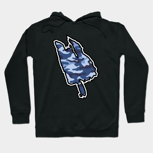 Thetis Island Silhouette in Blue Camouflage Pattern - Army Camo - Thetis Island Hoodie by Bleeding Red Paint